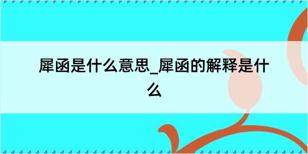 犀函是什么意思_犀函的解释是什么