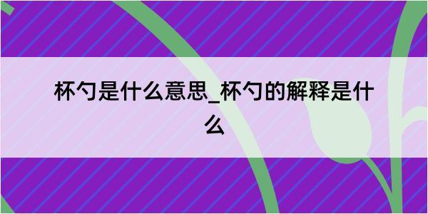 杯勺是什么意思_杯勺的解释是什么