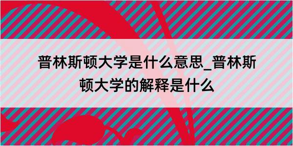 普林斯顿大学是什么意思_普林斯顿大学的解释是什么