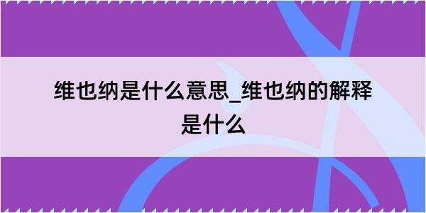 维也纳是什么意思_维也纳的解释是什么