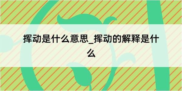 挥动是什么意思_挥动的解释是什么