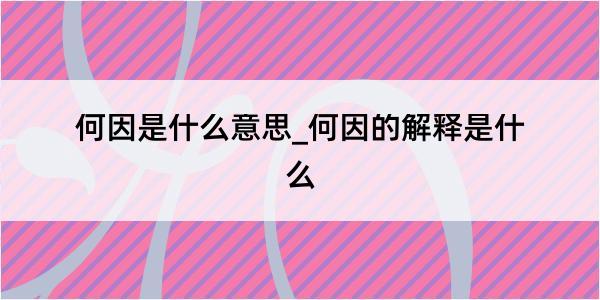 何因是什么意思_何因的解释是什么