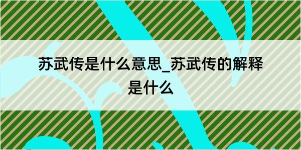 苏武传是什么意思_苏武传的解释是什么