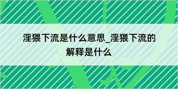 淫猥下流是什么意思_淫猥下流的解释是什么