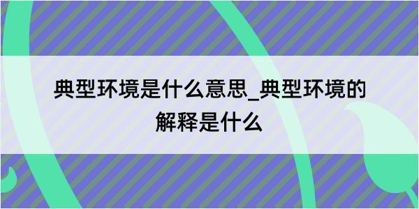 典型环境是什么意思_典型环境的解释是什么