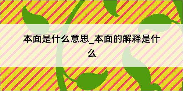 本面是什么意思_本面的解释是什么