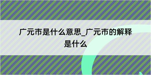 广元市是什么意思_广元市的解释是什么