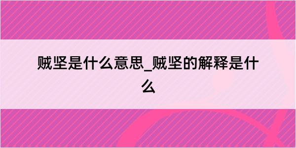 贼坚是什么意思_贼坚的解释是什么