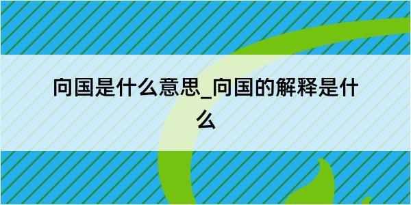 向国是什么意思_向国的解释是什么