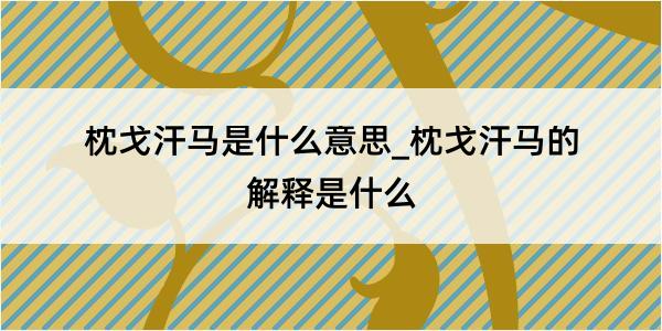 枕戈汗马是什么意思_枕戈汗马的解释是什么