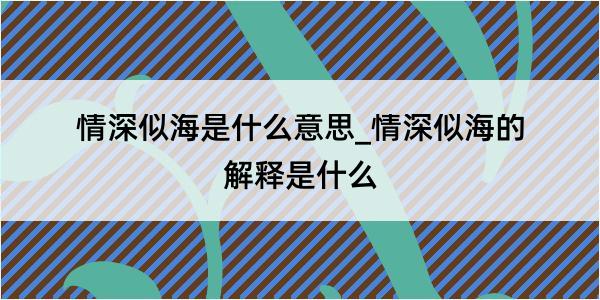 情深似海是什么意思_情深似海的解释是什么