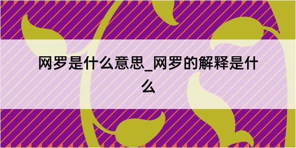 网罗是什么意思_网罗的解释是什么