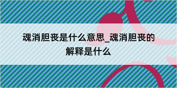 魂消胆丧是什么意思_魂消胆丧的解释是什么