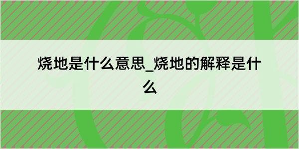 烧地是什么意思_烧地的解释是什么