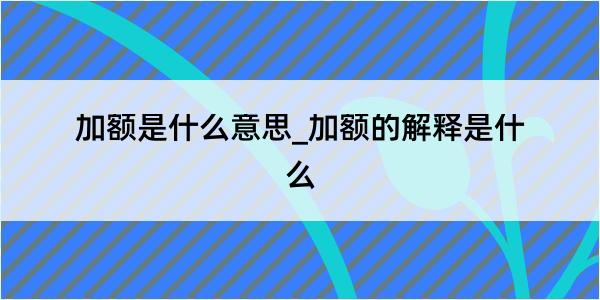 加额是什么意思_加额的解释是什么