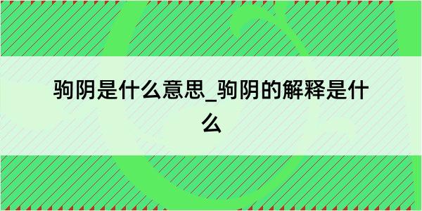 驹阴是什么意思_驹阴的解释是什么