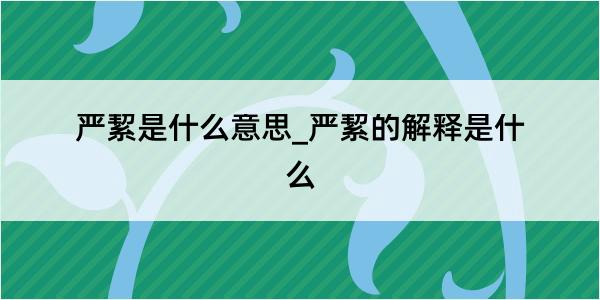 严絜是什么意思_严絜的解释是什么