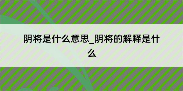 阴将是什么意思_阴将的解释是什么