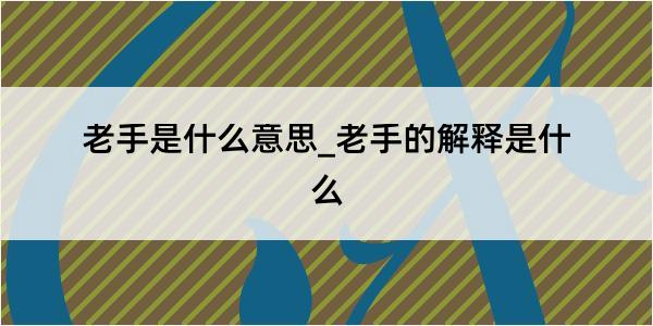 老手是什么意思_老手的解释是什么