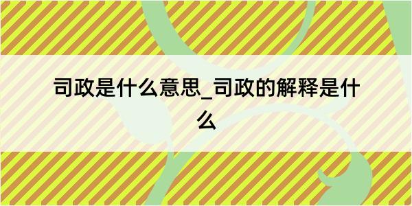 司政是什么意思_司政的解释是什么