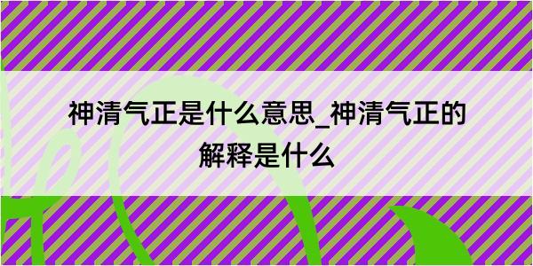 神清气正是什么意思_神清气正的解释是什么