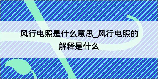 风行电照是什么意思_风行电照的解释是什么