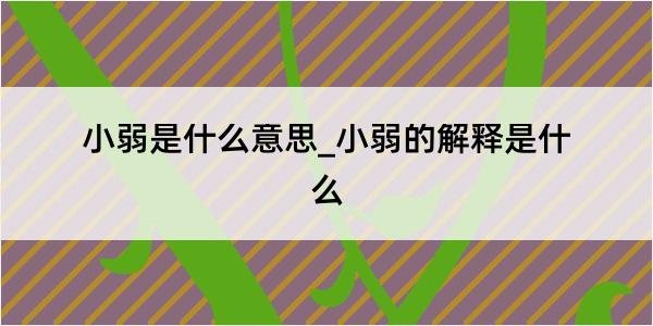 小弱是什么意思_小弱的解释是什么