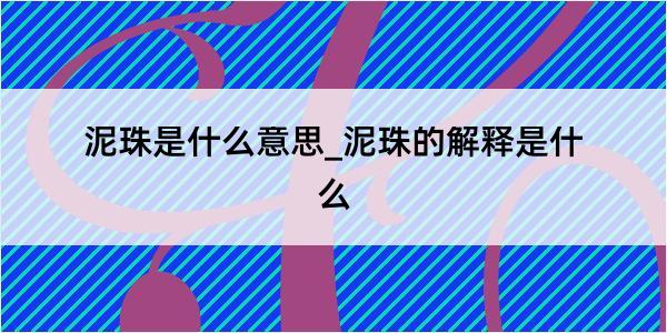 泥珠是什么意思_泥珠的解释是什么