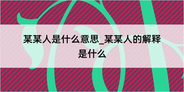 某某人是什么意思_某某人的解释是什么