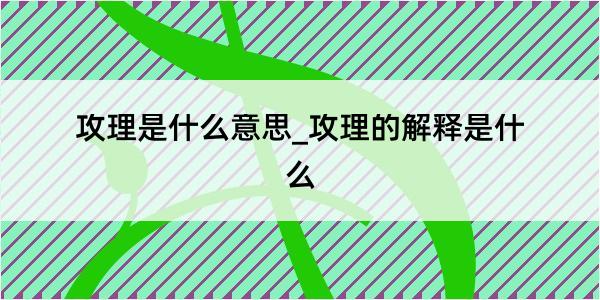 攻理是什么意思_攻理的解释是什么