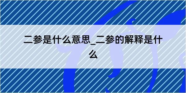 二参是什么意思_二参的解释是什么