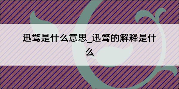 迅骛是什么意思_迅骛的解释是什么