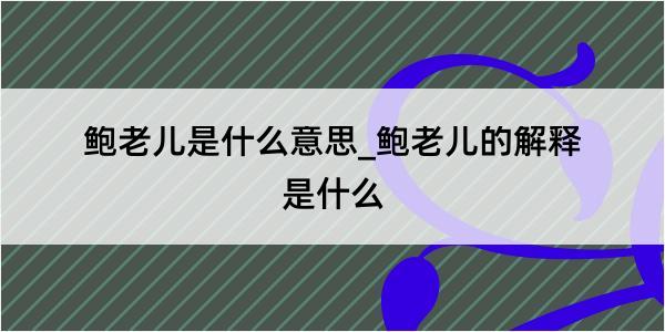 鲍老儿是什么意思_鲍老儿的解释是什么