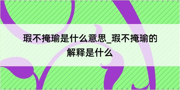 瑕不掩瑜是什么意思_瑕不掩瑜的解释是什么