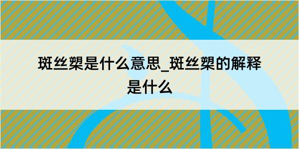 斑丝槊是什么意思_斑丝槊的解释是什么