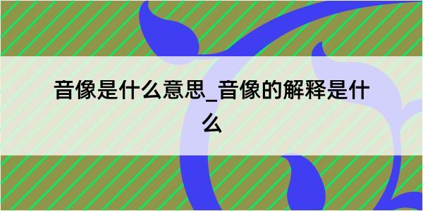 音像是什么意思_音像的解释是什么