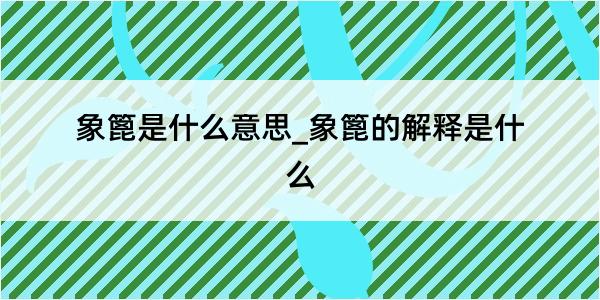 象篦是什么意思_象篦的解释是什么