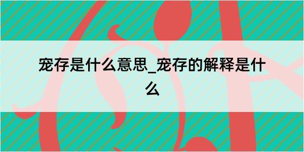 宠存是什么意思_宠存的解释是什么