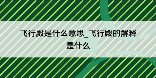 飞行殿是什么意思_飞行殿的解释是什么