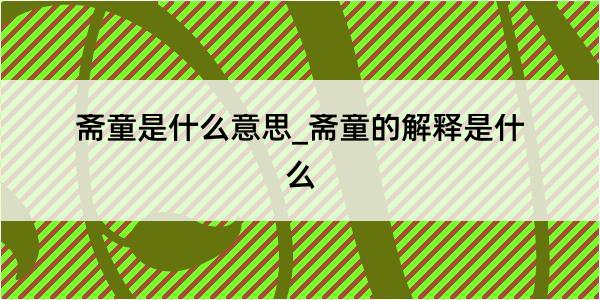 斋童是什么意思_斋童的解释是什么