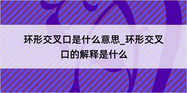 环形交叉口是什么意思_环形交叉口的解释是什么