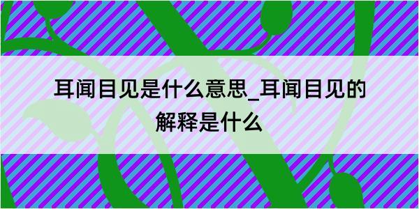 耳闻目见是什么意思_耳闻目见的解释是什么