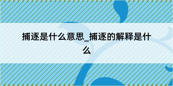 捕逐是什么意思_捕逐的解释是什么