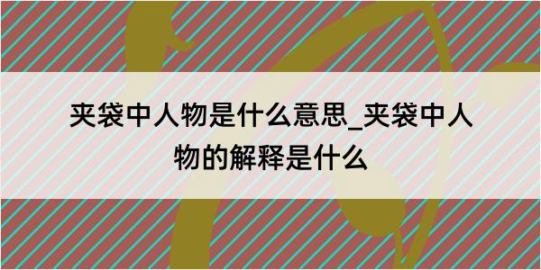 夹袋中人物是什么意思_夹袋中人物的解释是什么