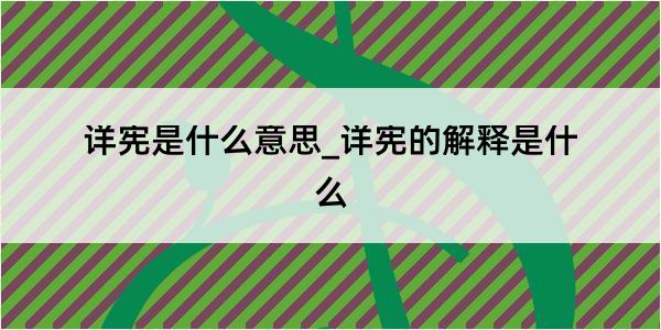 详宪是什么意思_详宪的解释是什么