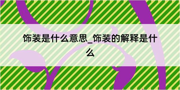 饰装是什么意思_饰装的解释是什么