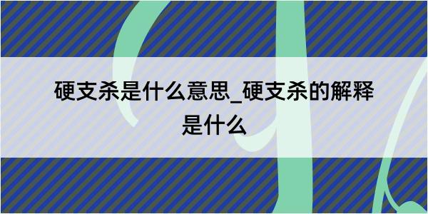 硬支杀是什么意思_硬支杀的解释是什么