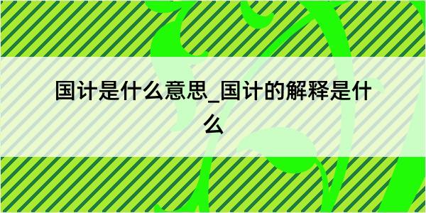 国计是什么意思_国计的解释是什么