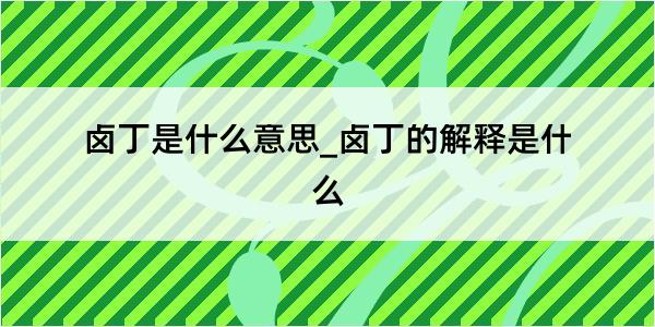 卤丁是什么意思_卤丁的解释是什么