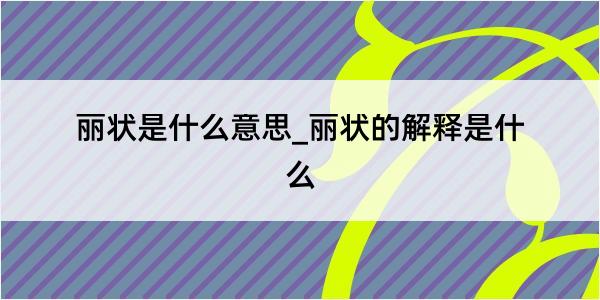 丽状是什么意思_丽状的解释是什么